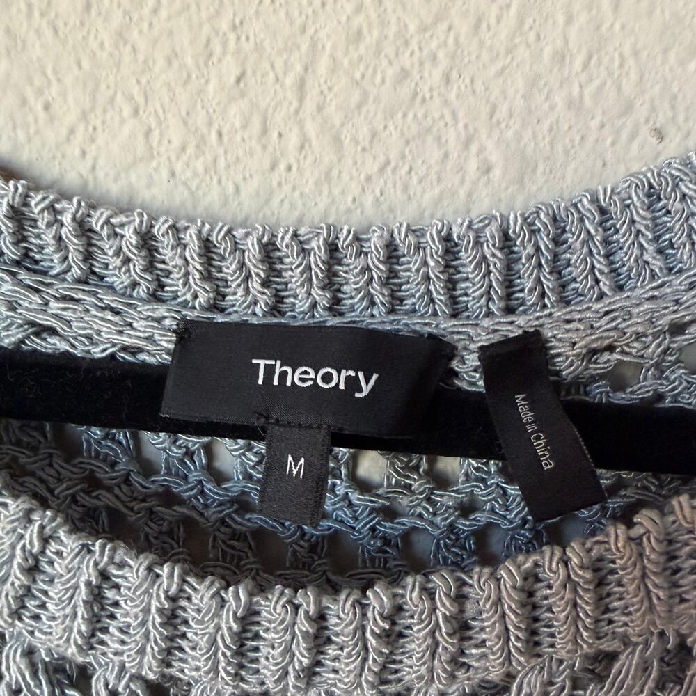Theory Gray Open Knit Pullover Merletto Sweater Size M - Picture 4 of 6